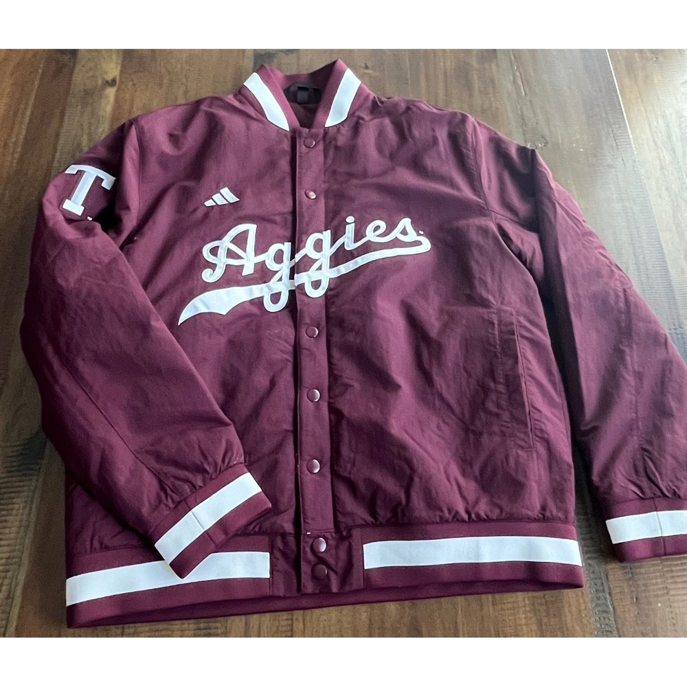 Adidas Texas A&M Aggies Coaches Jacket Maroon White Front Full Snap Mens Large